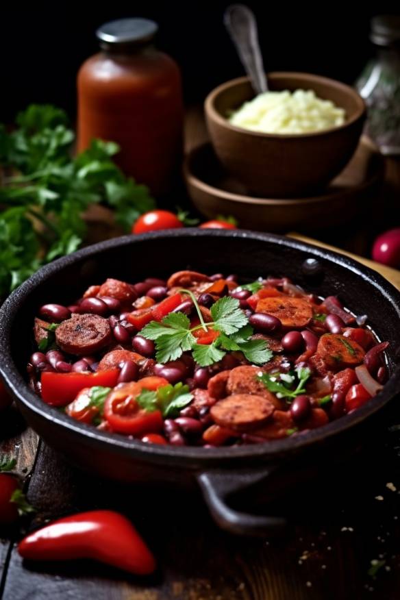 Mexikanisches Fingerfood kalt mit Tomaten, Paprika und Kidneybohnen