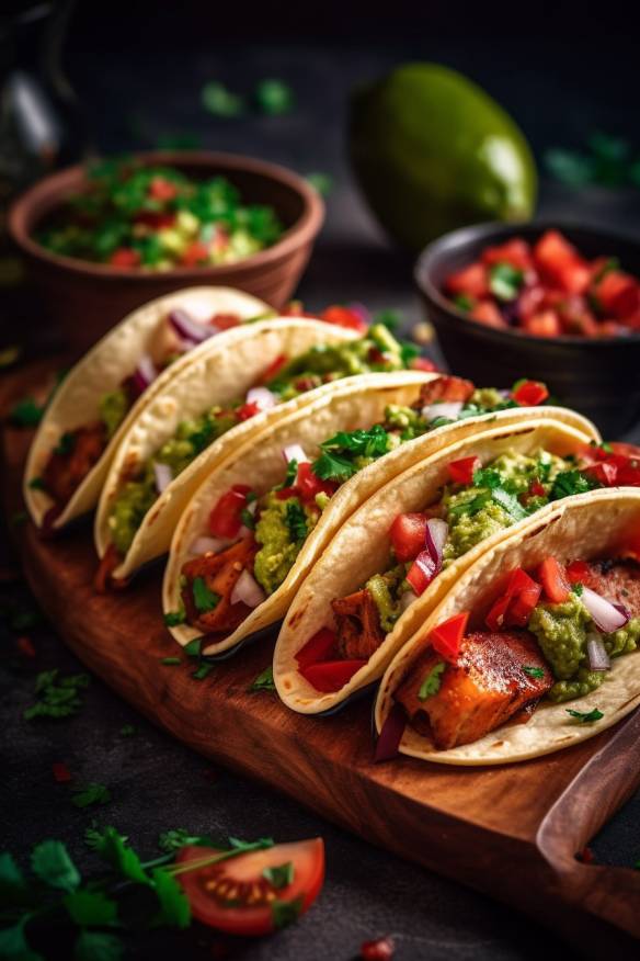 Knusprige Fingerfood-Tortillas mit Guacamole und Salsa