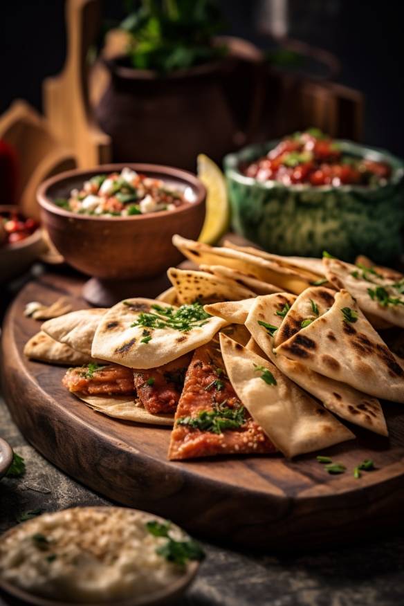 Mexikanisches Fingerfood mit Tortilla Chips und Hähnchenbrust