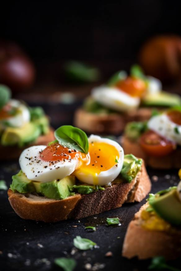 Mini-Bruschetta mit Avocado und Ei