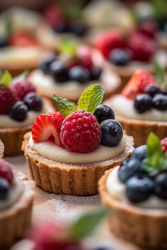 Mini-Cheesecake-Tartelettes auf dem Buffet