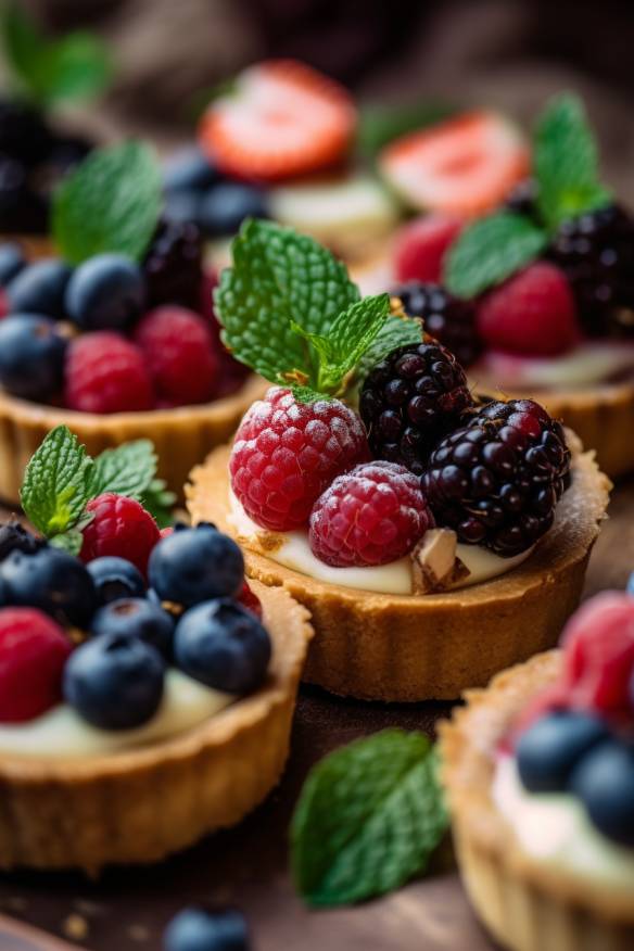 Mini-Cheesecake-Tartelettes auf dem Buffet