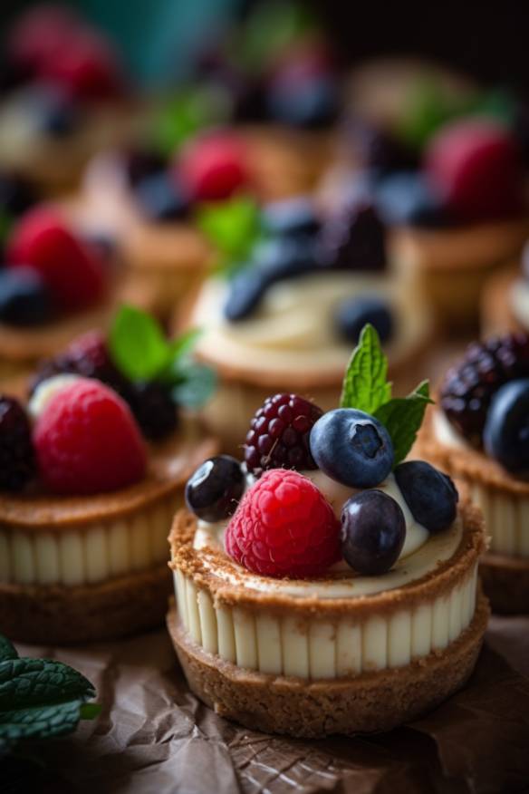 Mini-Cheesecake-Tartelettes auf dem Buffet