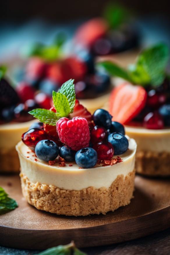 Mini-Cheesecake-Tartelettes auf dem Buffet