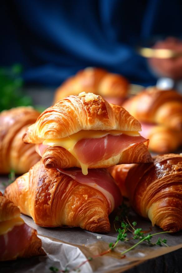 Mini-Croissants mit Schinken und Käse