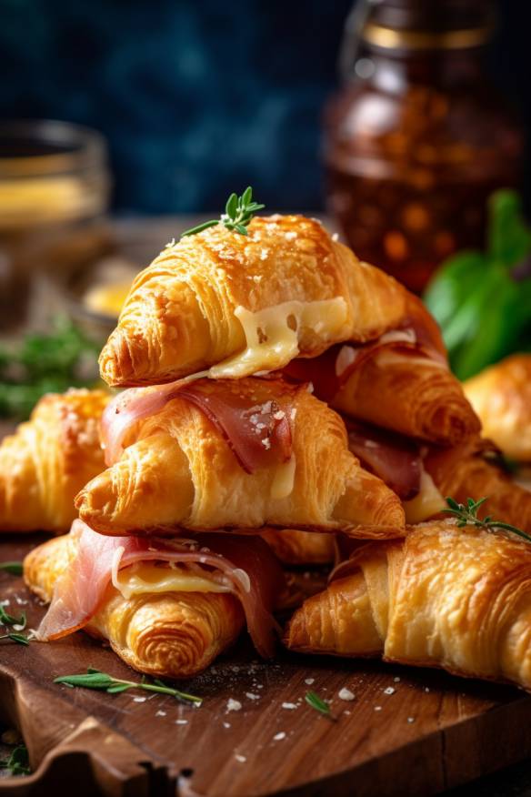 Mini-Croissants mit Schinken und Käse