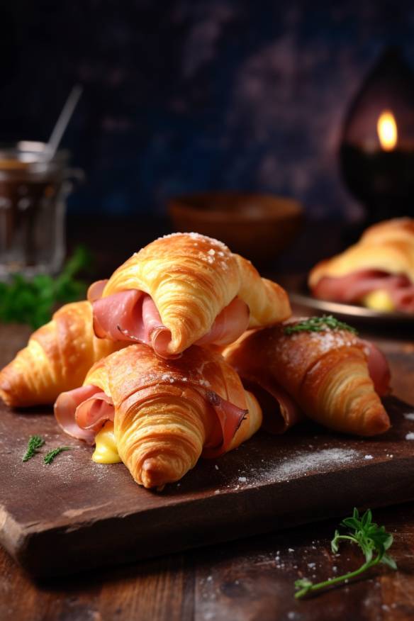 Mini-Croissants mit Schinken und Käse