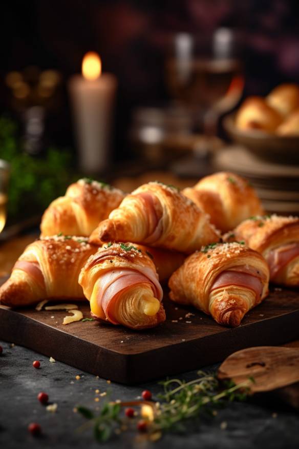 Mini-Croissants mit Schinken und Käse