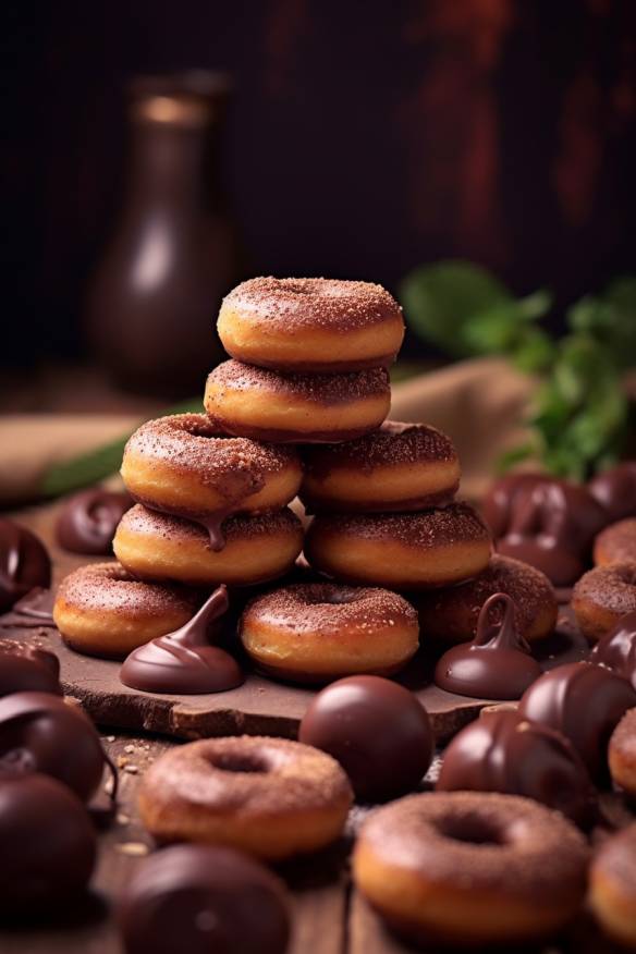 Mini Donuts mit Schokoladenüberzug