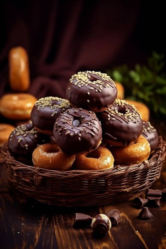 Mini Donuts mit Schokoladenüberzug