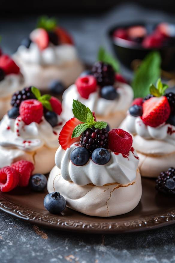 Mini-Pavlovas mit Beeren - Süßes Fingerfood für Hochzeiten