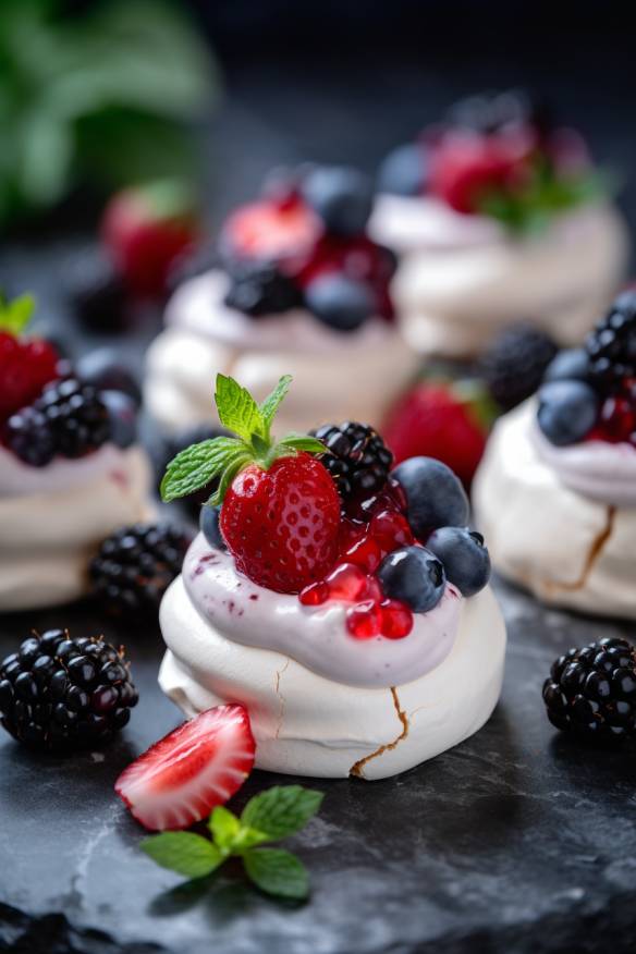 Mini-Pavlovas mit Beeren - Süßes Fingerfood für Hochzeiten