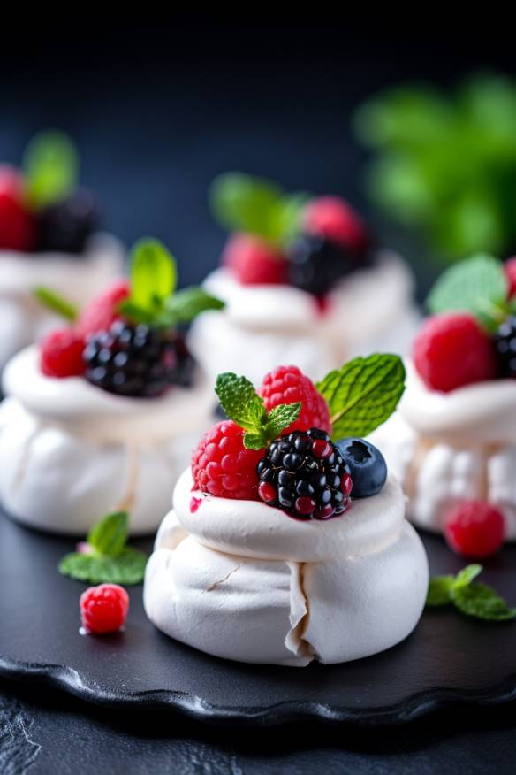 Mini-Pavlovas mit Beeren - Süßes Fingerfood für Hochzeiten