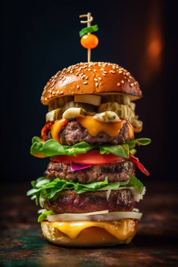 Mini-Burger Fingerfood mit Rindfleisch, bunten Gemüsen und Käse.