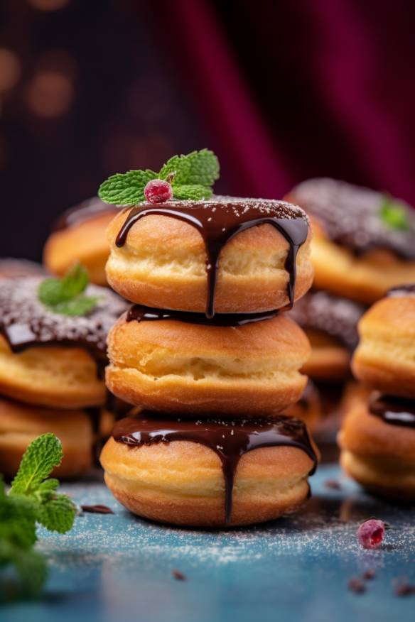 Mini-Krapfen mit Schokoladenfüllung.