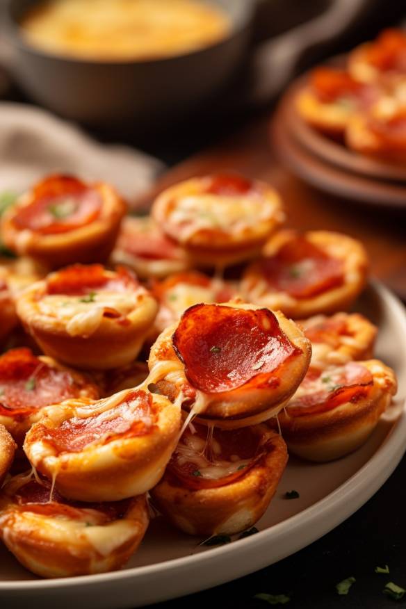 Knusprige Mini-Pizza Bites auf einem Teller