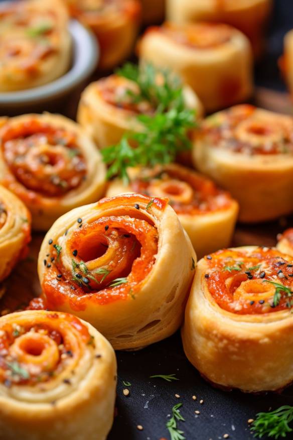 Mini-Pizza-Schnecken als perfektes Fingerfood für Schulfeste