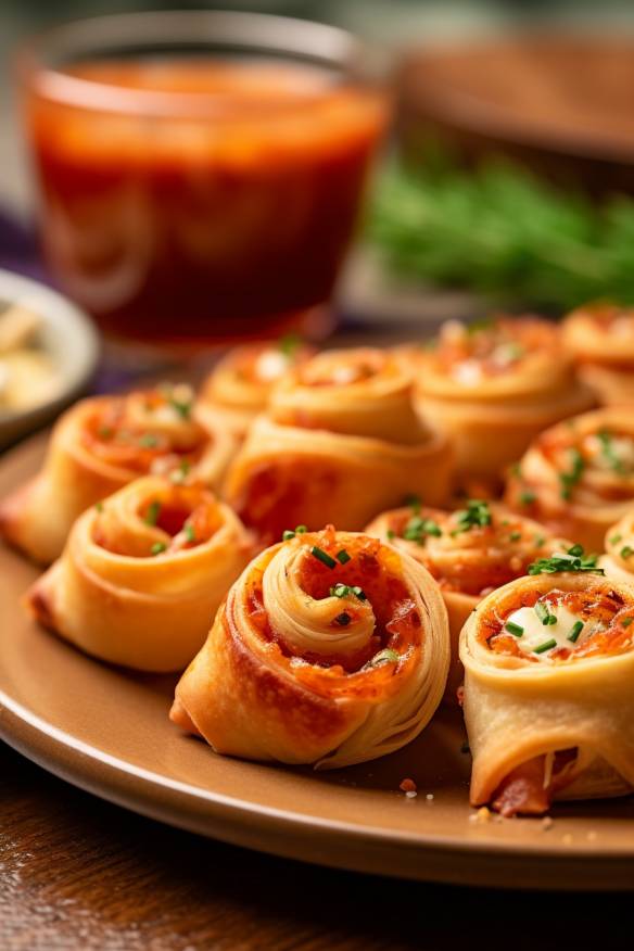 Mini-Pizza-Schnecken auf einem Teller