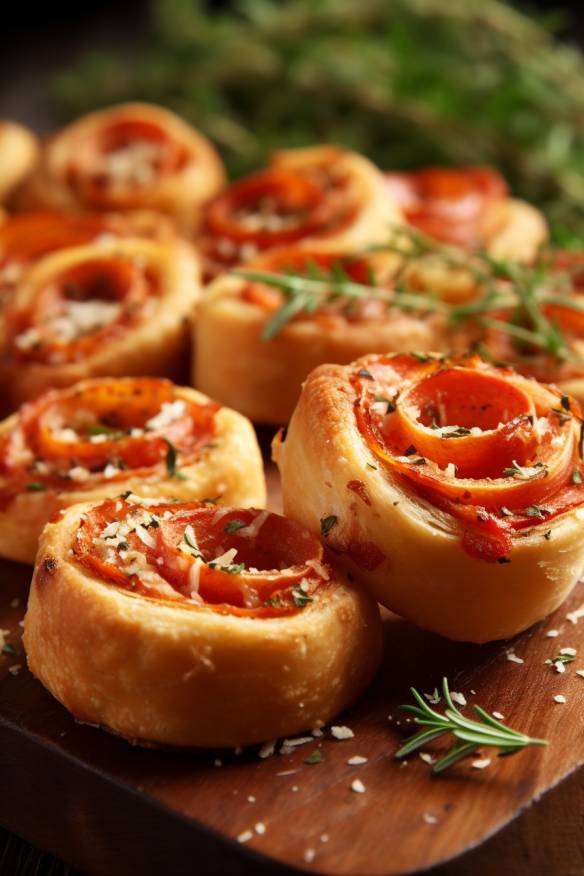 Knusprige Mini-Pizza Bites mit Tomatensauce und Schinken