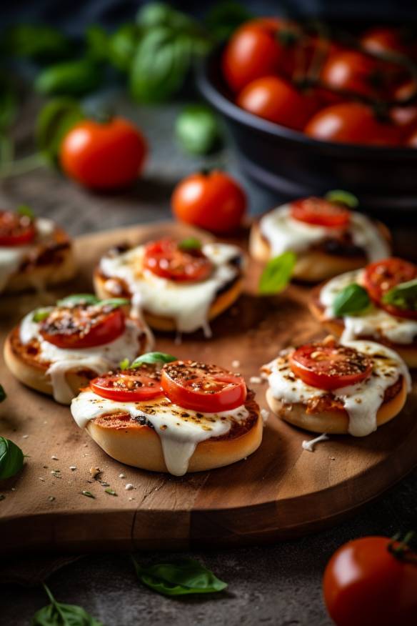 Mini-Pizzas mit Tomaten und Mozzarella