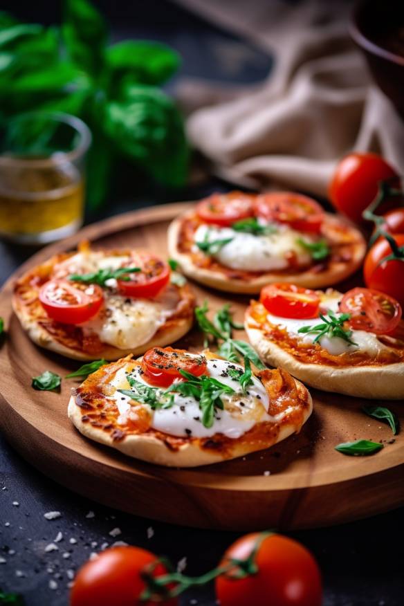 Mini-Pizzas mit Tomaten und Mozzarella