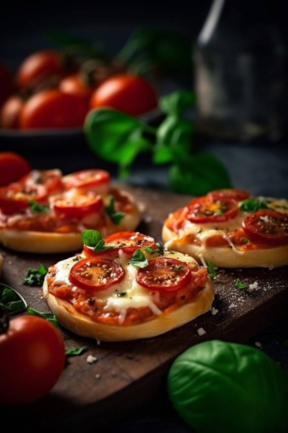 Mini-Pizzas mit Tomaten und Mozzarella