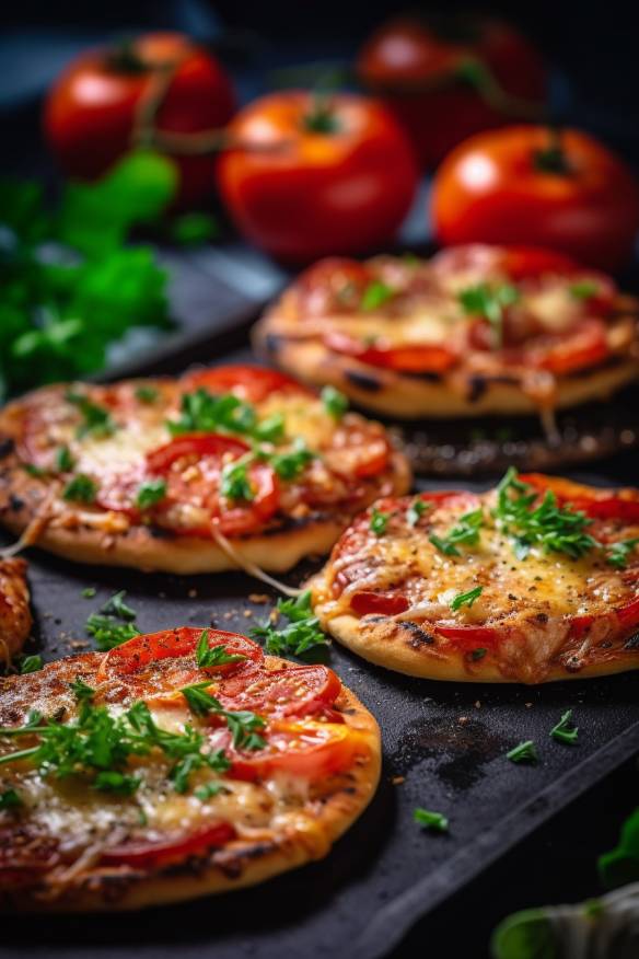 Mini-Pizzas mit Tomaten und Paprika