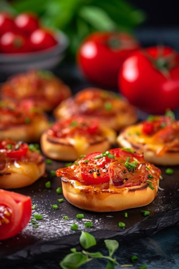 Mini-Pizzas mit Tomaten und Paprika