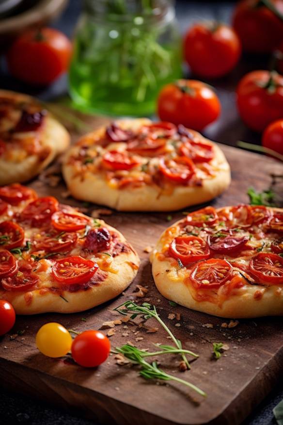 Mini-Pizzas mit Tomaten und Paprika