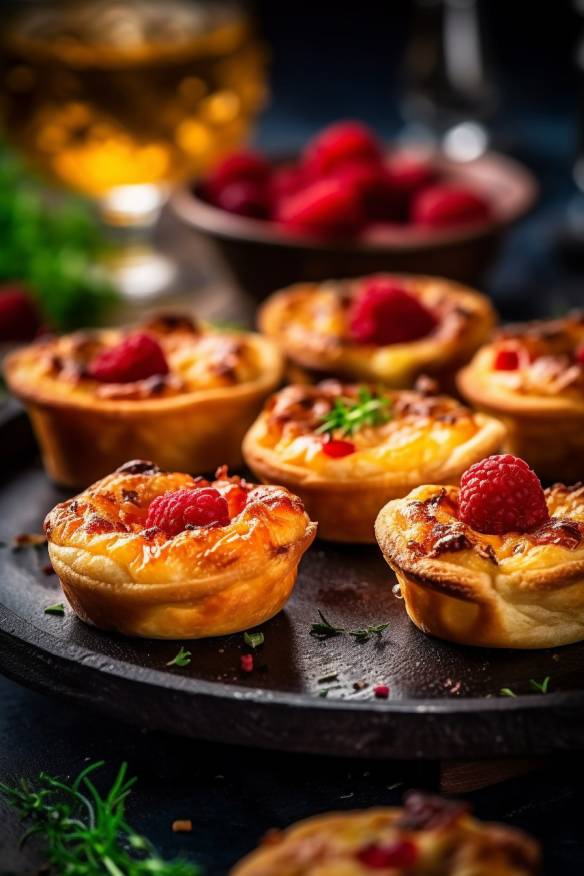 Mini Quiches - leckeres Fingerfood aus Blätterteig mit Käse und Gemüse