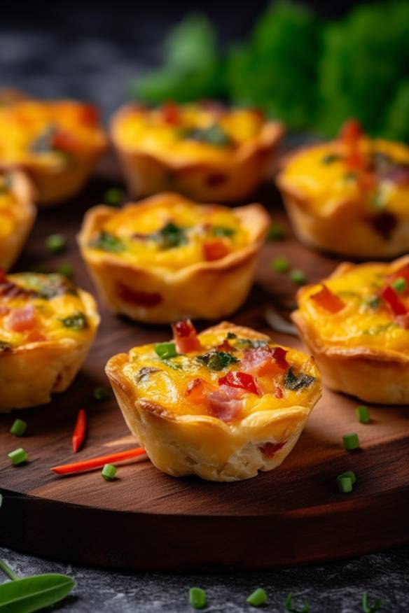 Mini Quiches - leckeres Fingerfood aus Blätterteig mit Käse und Gemüse