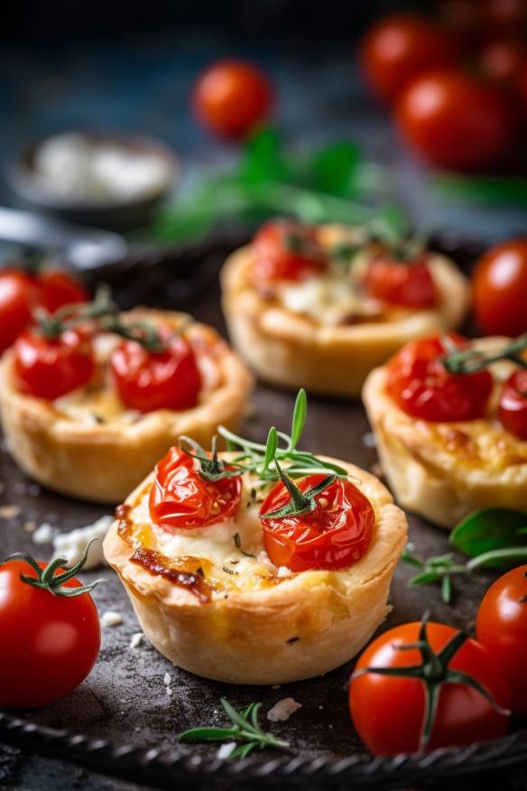 Mini-Quiches mit Feta und Tomaten