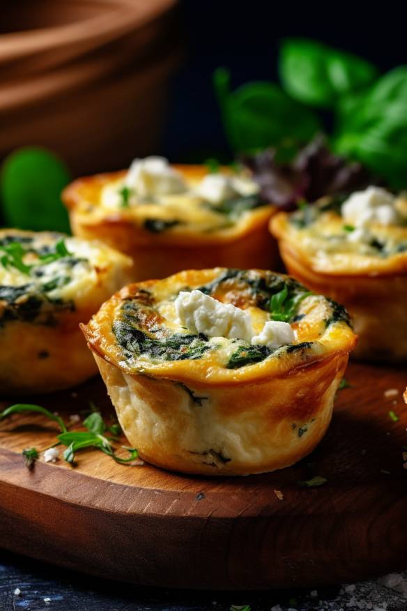 Knusprige Mini-Quiches mit Ziegenkäse und Spinat