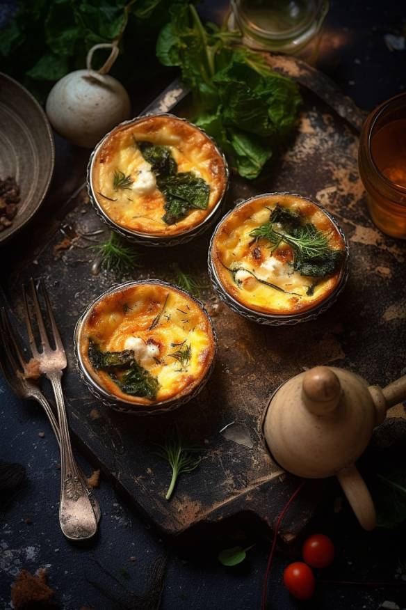 Knusprige Mini-Quiches mit Ziegenkäse und Spinat