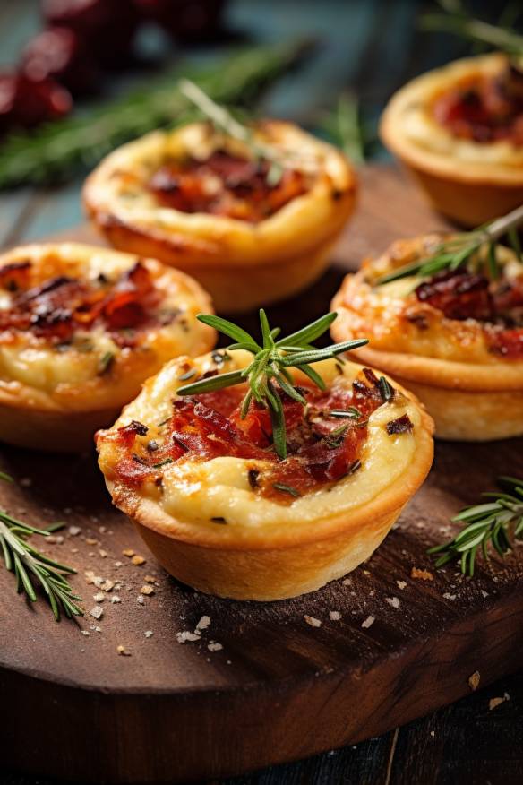 Mini-Quiches mit Ziegenkäse und getrockneten Tomaten