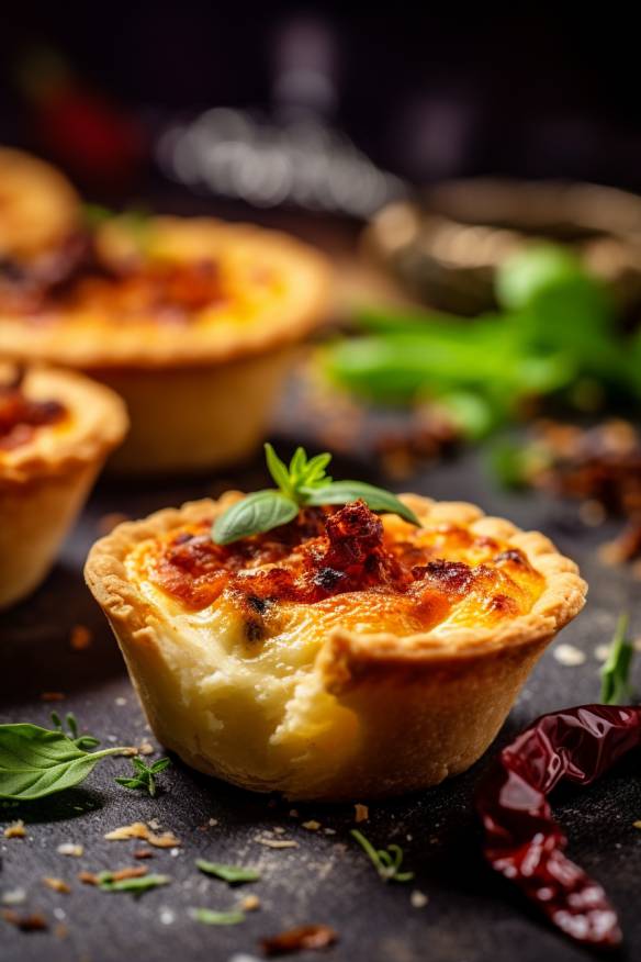 Mini-Quiches mit Ziegenkäse und getrockneten Tomaten