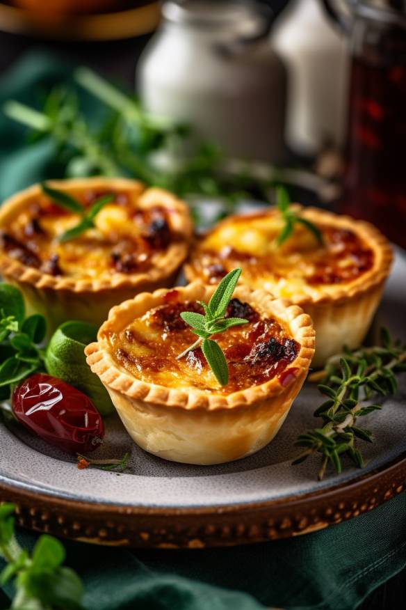 Mini-Quiches mit Ziegenkäse und getrockneten Tomaten