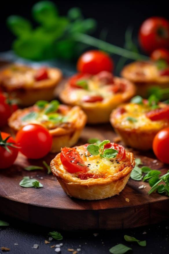 Mini-Quiches mit Ziegenkäse und Tomaten