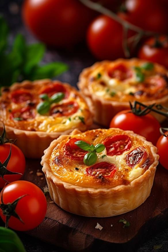 Mini-Quiches mit Ziegenkäse und Tomaten