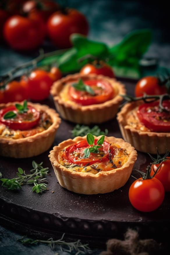 Mini-Quiches mit Ziegenkäse und Tomaten