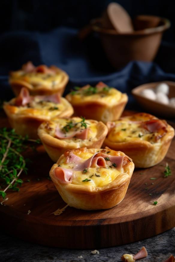 Knusprige Mini-Quiches mit Schinken und Lauch