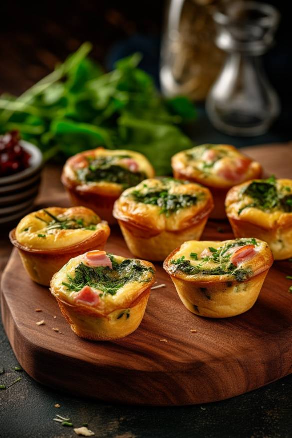 Mini Quiches mit Schinken und Spinat