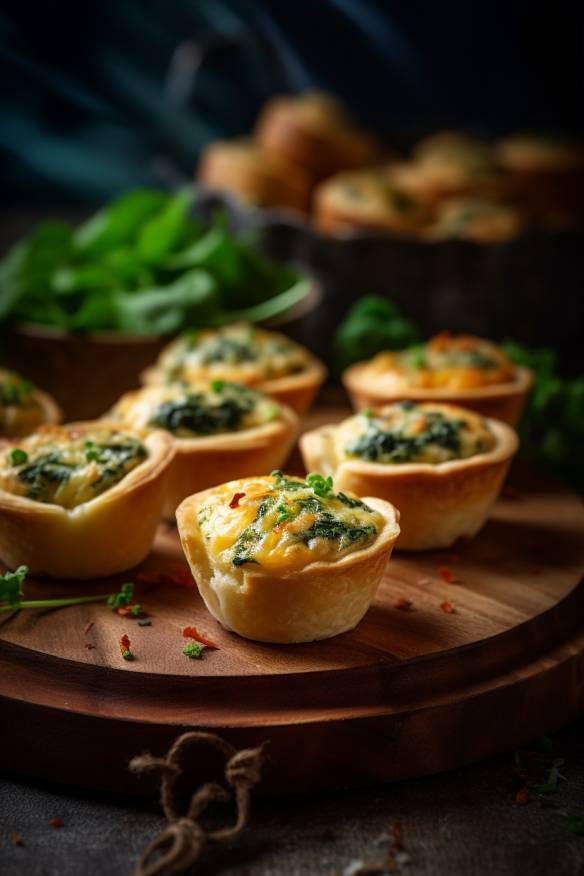 Mini Quiches mit Schinken und Spinat