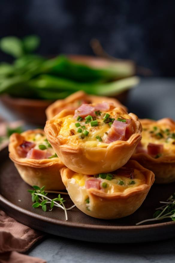 Mini-Quiches mit Schinken und Frühlingszwiebeln