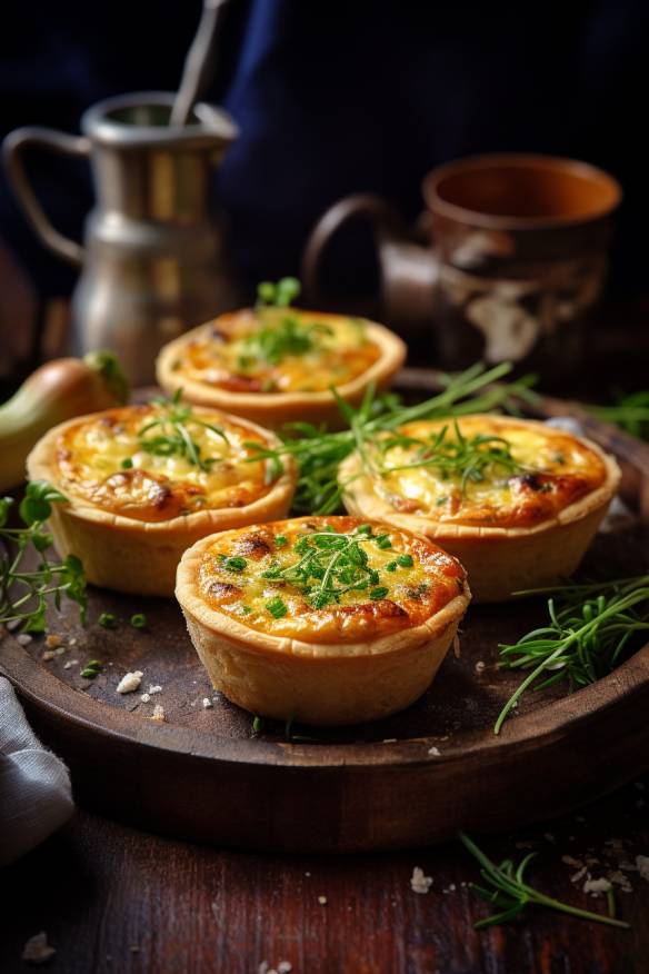 Mini-Quiches mit Lauch und Käse.