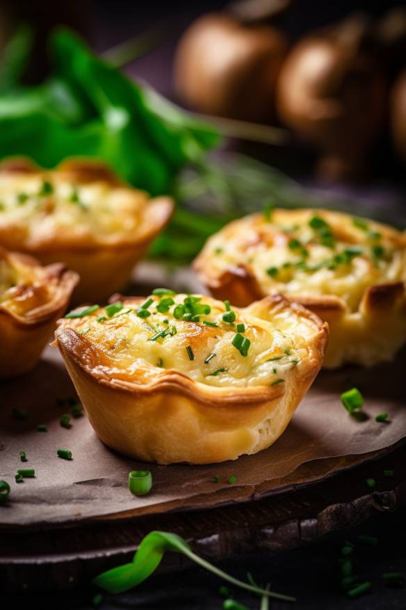 Mini-Quiches mit Lauch und Käse.