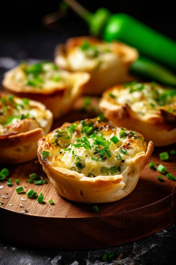 Mini-Quiches mit Lauch und Käse.