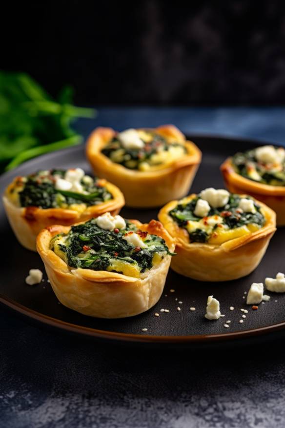 Knusprige Mini-Quiches mit Spinat und Feta