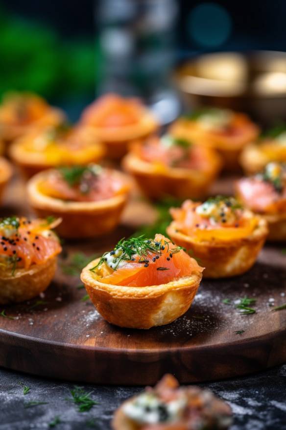 Mini-Lachs-Quiches für den Sektempfang bei Hochzeiten