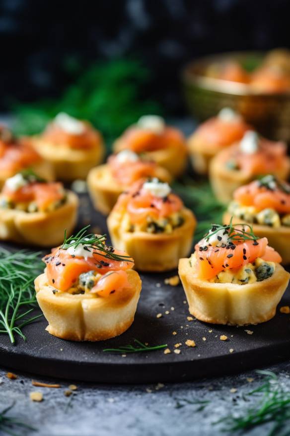 Mini-Lachs-Quiches für den Sektempfang bei Hochzeiten